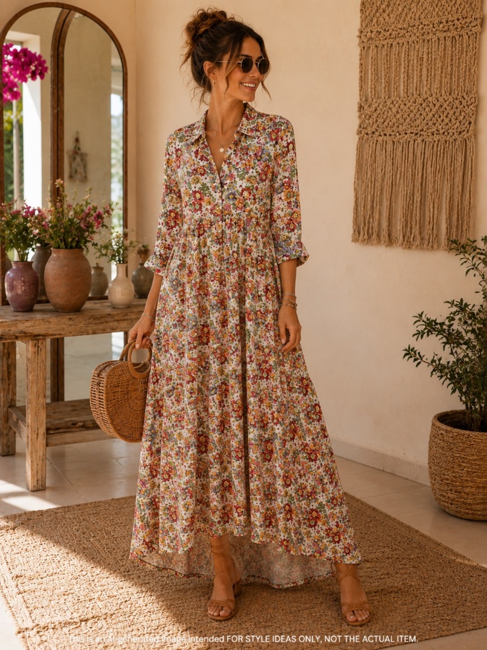 Natural Life Floral High Low Maxi Dress M Multicolor Boho - Picture 2 of 7